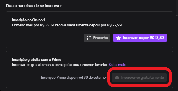 Como dar sub na Twitch com  Prime